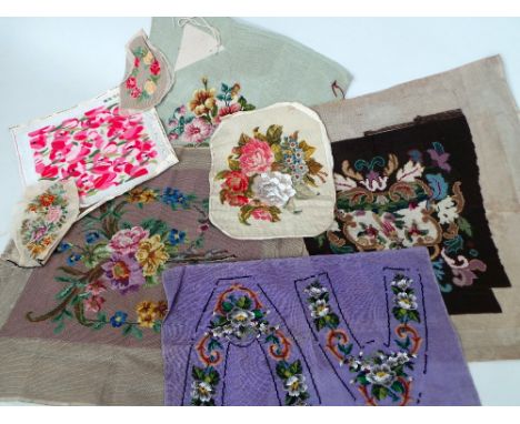 A lot of tapestry samples to include two beaded pieces - one unfinished. All in good vintage condition - eight in total. (8)