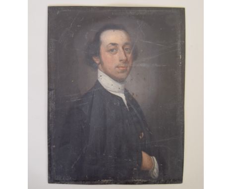 Lt. Lewis Vaslette (1742-1808) Portrait of a Gentleman in a Black Coat, unframed, oil on copper, 28 x 8cm Born York. Lieutena