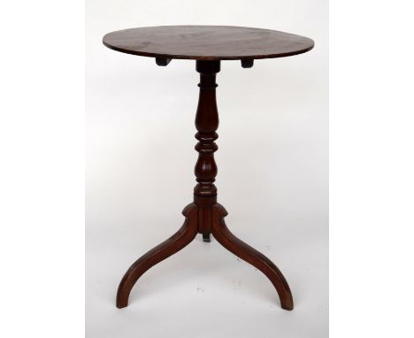 A Regency fruitwood tripod table on baluster column 34cmD 72cmH