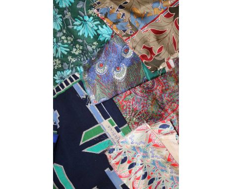 A quantity of 1960s and 70s fashion fabrics, and pieces of 'Liberty's' vintage print silk and Lana Lawn cottonCondition repor