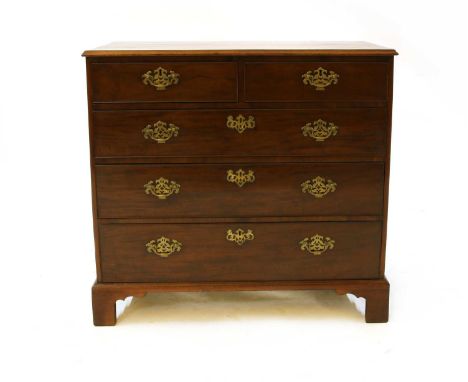 A George III mahogany chest of of two short over three long drawers, with cockbeaded detail and raised on bracket feet, 99cm 