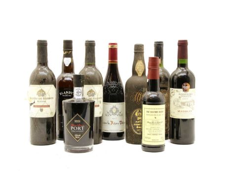 Miscellaneous Wines and Spirits to include: Rioja Gran Reserva, Baron de Barbon, Bodegas Muriel, 1994, two bottles and Brunel