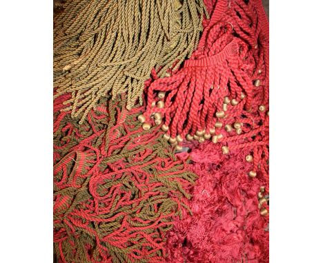 A 19th Century travelling trunk containing a large quantity of furnishing Tassels in reds, golds, blues and creams; and a sec