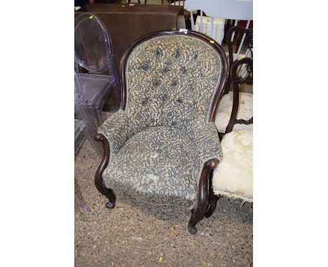 Mahogany framed button backed shield framed armchair