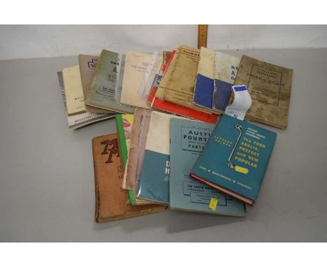 Group of various vintage car manuals to include Austin, Ford Anglia, Albion and many others