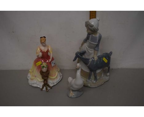 Royal Doulton figure of Sarah 1993 HN3380 together with two Nao figures (3)