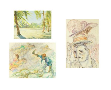 Albert Richard WHITEAR (1908-1989) Three Original Works Tenderising Squid, Greece - 1980', pastel on linen, signed, label ver