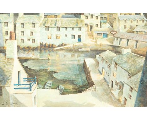 Jas R RICHARDSON (XX) Cornish Harbour Oil on board, signed 61cm x 91cm, 74.5cm x 105cm framed.