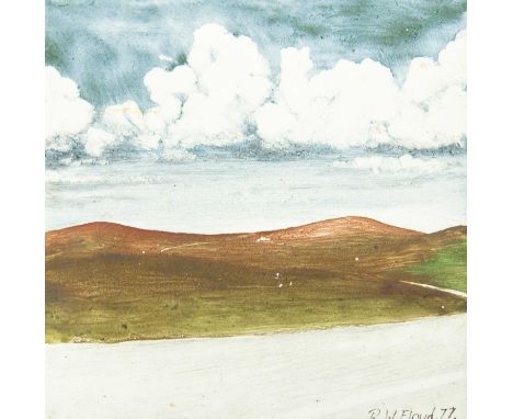 R W Floyd (XX) The Road to Zennor Signed and dated '77, enamel on copper, Sloop Craft Market, St Ives label verso, 10cm x 10c