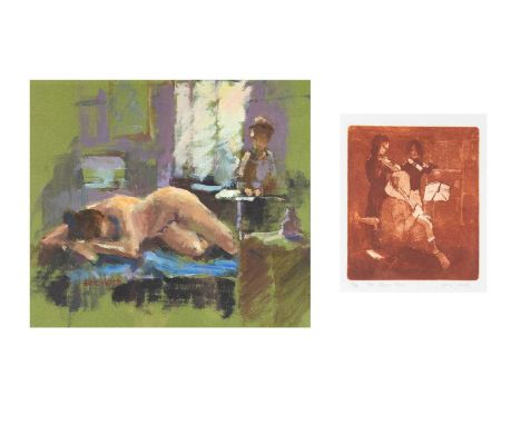 Eric WARD (1945) Two Works Life Study, oil on paper, signed, 26.5cm x 30cm, 45.5cm x 47.5cm framed; together with Eric WARD (