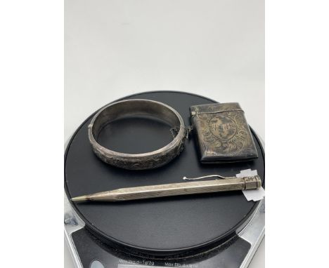 H/M SILVER VESTA, BANGLE &amp; A ''YARD OF LEAD REVOLVING PENCIL'' H/M