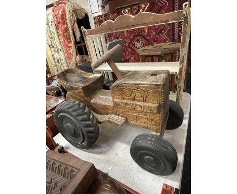 VINTAGE WOODEN RIDE ON TRACTOR