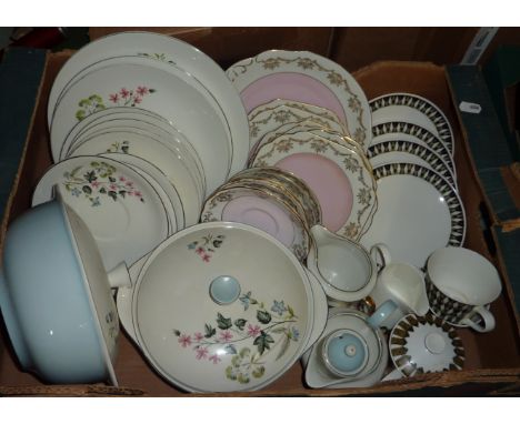 Burleigh ware part dinner service, Royal Vale tea set, Royal Tuscan tea cups and saucers etc