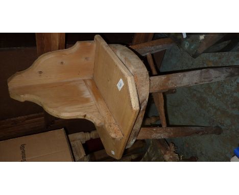 Country style stool and pine wall shelf (2)