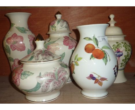 Royal Worcester Evesham vase and various other decorative vases