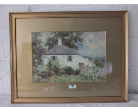 William R Hoyles – White cottage with garden -10 x 13 Signed 