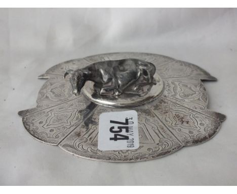 Victorian butter dish cover with cow finial, 5.5" wide  Shef 1764 by HW ltd. 108g.      