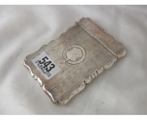 Victorian rectangular card case, engine turned, 3.5"  long B'ham 1870 by AT 48g.      