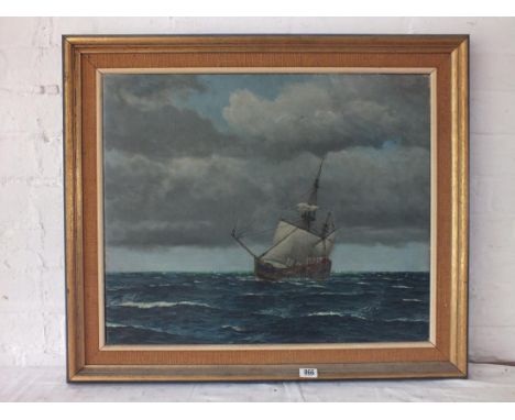 M R Myers – Sailing Ship – 20 x 24.  Signed    