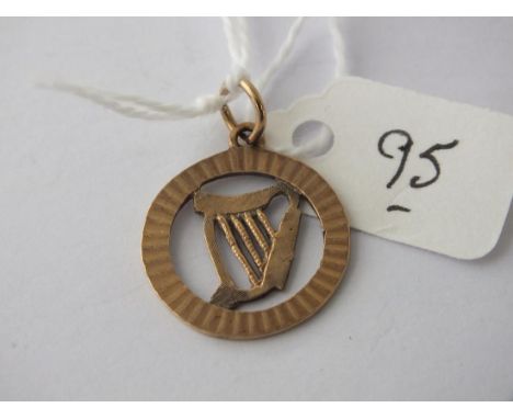 9ct Irish pendant of a harp 1.8g     