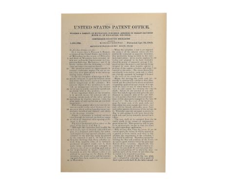 Harley Davidson – PatentW. S. Harley „Compression Relieving Mechanism“Original US Patent LithographNo. 1,301,256Eingereicht: 