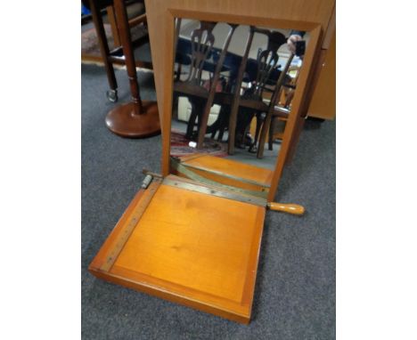 A vintage office Jaycee paper trimmer together with an oak framed mirror 