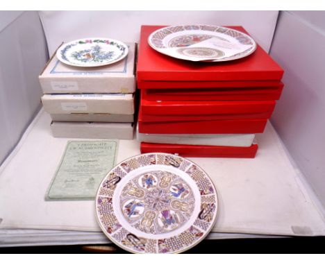 Six boxed Spode collector's plates inspired by Celtic Gospels together with four further boxed Royal Worcester Herbs plates, 