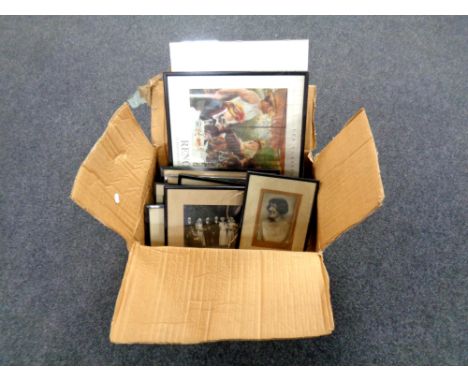 A collection of pictures and prints, family portrait pictures etc  