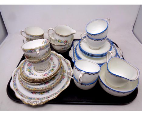 A tray of nineteen piece Paragon Seamaster tea service together with a further fifteen pieces of Foley Ming Rose bone china 