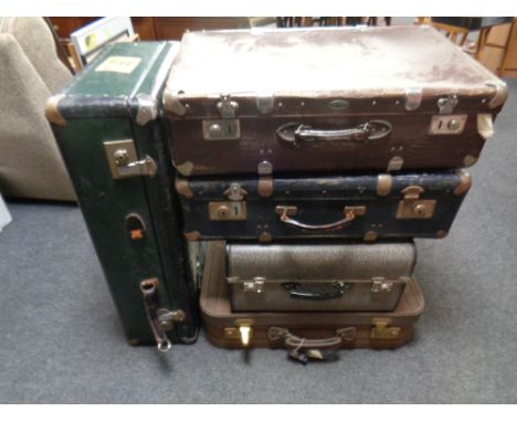 Five vintage luggage cases 