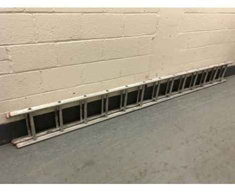 An aluminium extending ladder