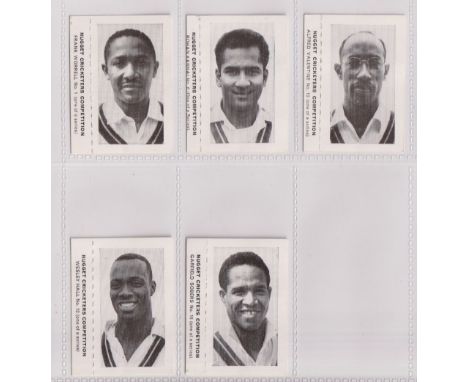 Trade cards, Nugget, Cricketers Competition Cards, 5 cards, 'K' size, all West Indian Cricketers, no 1 Frank Worrell, no 6 Ro