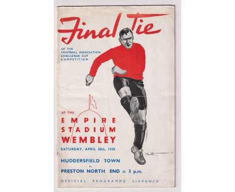 Football programme, FA Cup Final, 1938, Huddersfield v Preston North End (slight creasing, gd) (1)