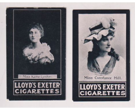 Cigarette cards, H.C. Lloyd &amp; Son Ltd, Actresses &amp; Boer War Celebrities, two cards, Actresses. Miss Constance Hill &a
