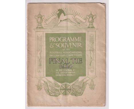 Football programme, FA Cup Final 1924, Aston Villa v Newcastle United (no cover, back page torn, slight grubby) (1)