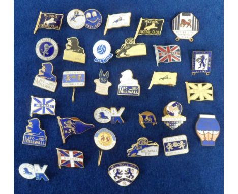 Football badges, Millwall FC, a collection of approx. 30 enamelled badges, 1950's onwards, various shapes &amp; designs inclu