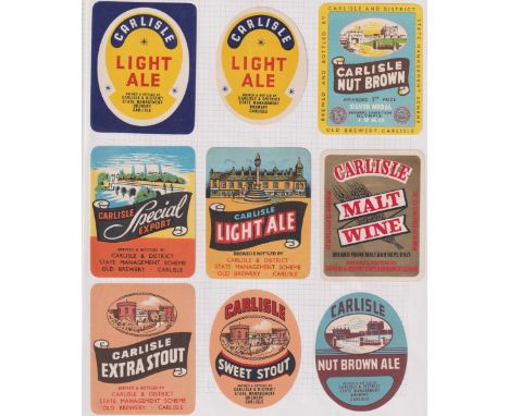 Beer labels, a mixed shape, size and age collection of 60 labels, Carlisle &amp; District State Management Brewery, Carlisle 