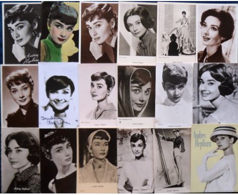 Postcards, Cinema, a collection of 31 mixed age RPs of Audrey Hepburn, film and fashion icon, mainly portrait and full length