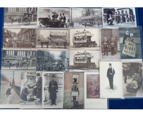 Postcards, a mixed collection of 38 London Life cards by various publishers inc. R.P.s of Apple Woman 10513-C and Recruiting 