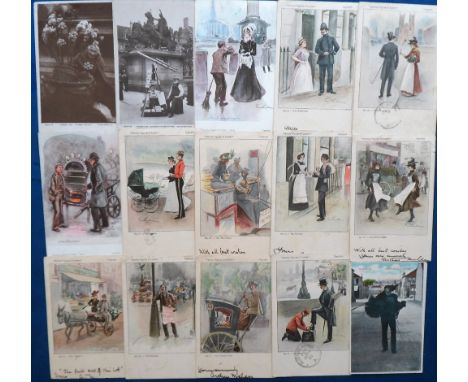 Postcards, London Life, a selection of approx. 28 cards inc. RPs from the Rotary series nos. 10513-12 'Flower Seller' and 105