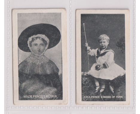 Cigarette cards, A. Baker &amp; Co, British Royal Family, two type cards, H.R.H. Queen Victoria &amp; H.R.H. Prince Edward of