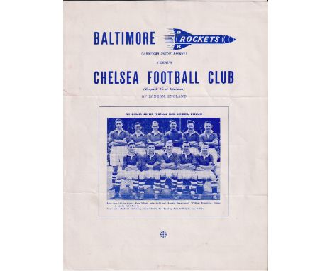 Football programmes, North American Tour, 1954, programme from the Tour match, v Baltimore Rockets, 21 May 1954, played in Ma