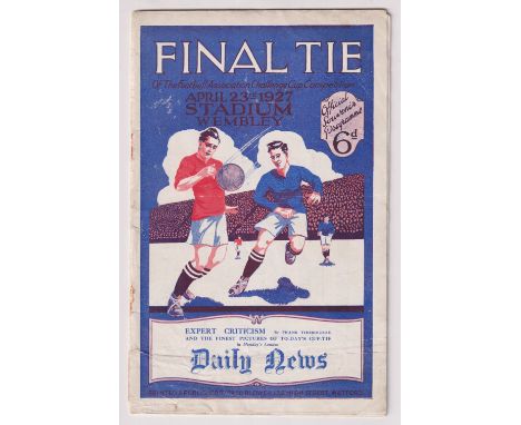 Football programme, FA Cup Final 1927, Cardiff City v Arsenal (slight creasing, staples removed, good) (1)