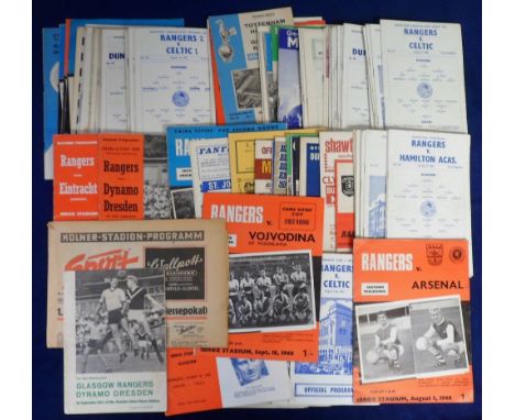 Football programmes, Glasgow Rangers home &amp; away programmes, 1967/68 (47), 1968/9 (48) &amp; 1969/70 (26) including, Leag