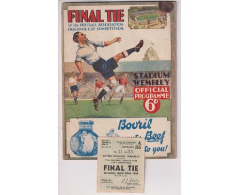 Football programme &amp; ticket, FA Cup Final 1932, Arsenal v Newcastle, programme &amp; match ticket (both good) (2) 