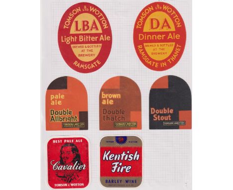 Beer labels, a mixed shape, size and age collection of 81 labels, Tomson &amp; Wotton Ltd, Ramsgate (16), Tadcaster Tower Bre