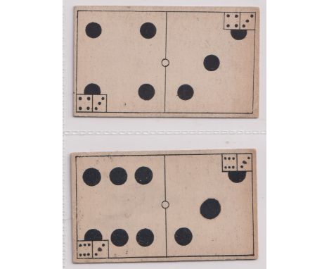 Cigarette cards, Roberts &amp; Sons, Dominoes, 'M' size, 2 cards, 4/3 &amp; 6/3 (gd)