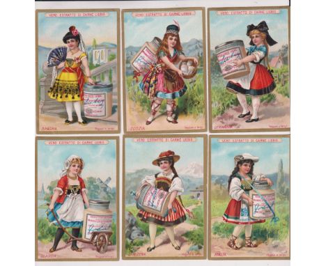 Trade cards, Liebig, Children in National Costume, ref S231, two different sets, German &amp; Italian editions, 6 cards in ea
