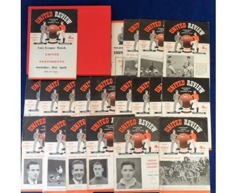 Football programmes, Manchester United, a collection of 21 home programmes, 1955/56, nos 1, 2 &amp; nos 5-21 (inc.), plus Man