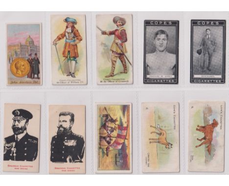 Cigarette cards, 10 scarce type cards, Cope's, Boxers (2), Boats of the World (1), British Warriors (2), Dogs of the World (E